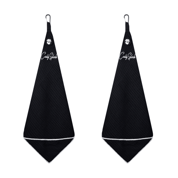 Magnetic Golf Towel with Ball Pocket - Black