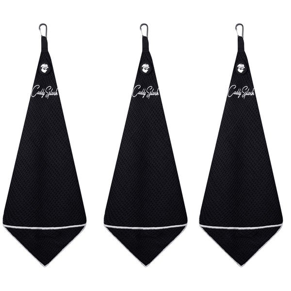 Magnetic Golf Towel with Ball Pocket - Black