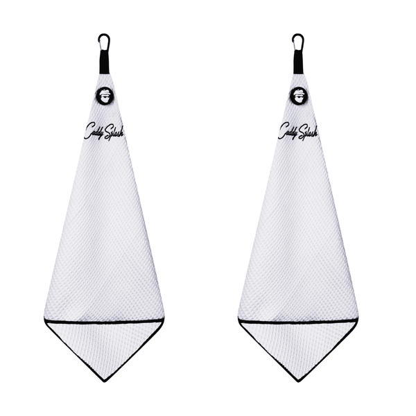 Magnetic Golf Towel with Ball Pocket - White