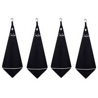 Magnetic Golf Towel with Ball Pocket - Black