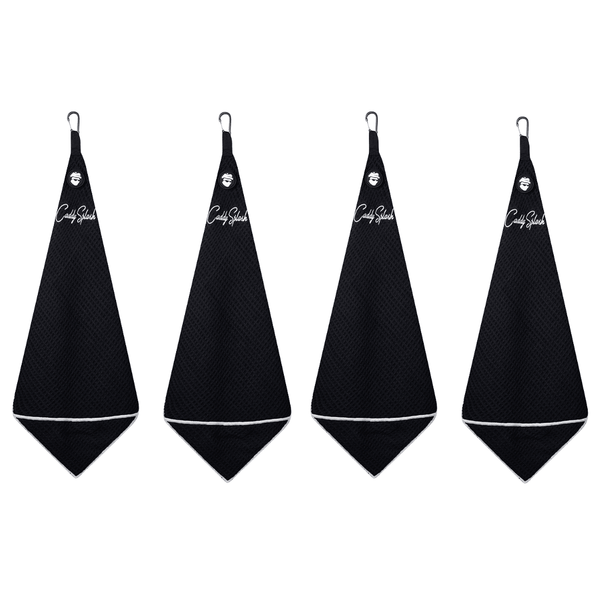 Magnetic Golf Towel with Ball Pocket - Black