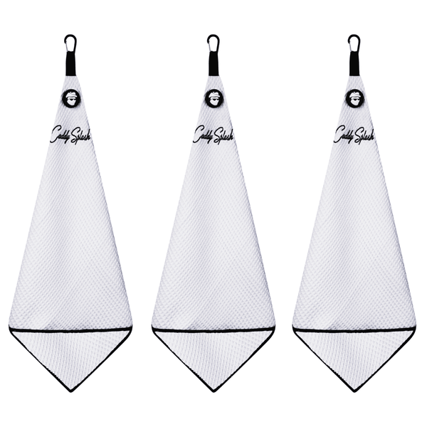 Magnetic Golf Towel with Ball Pocket - White