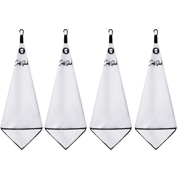 Magnetic Golf Towel with Ball Pocket - White