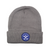 Gray Knit Beanie w/ Navy Eagle Circle Logo.