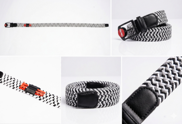 BRAIDED GOLF BELT - Black/Grey/White
