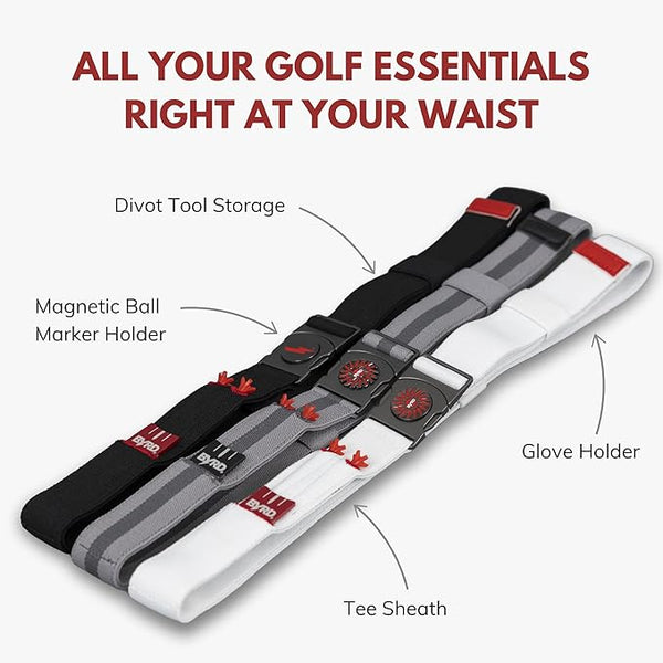 THE BYRD GOLF BELT - Blue/Red: Organize Your Golf Gear