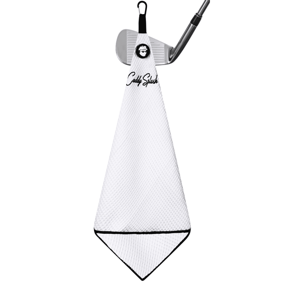 Magnetic Golf Towel with Ball Pocket - White