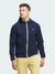 Adidas Go-To Utility Full Zip Jacket - The image shows a stylish Adidas Goto Utility Full-Zip Jacket in a navy blue color with a white Adidas logo on the chest. It features: Full zip front closure with a white zipper. Adjustable hood with drawstrings. Lightweight, modern design suitable for both sports and casual wear. Likely made from water-repellent (DWR) fabric to protect against light rain and wind. Designed for comfort and mobility, making it great for golf or outdoor activities. 