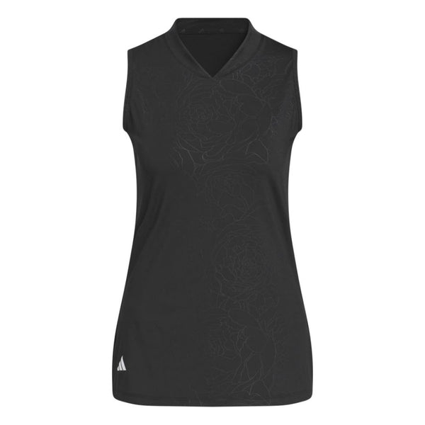 Adidas Women's Embossed Sleeveless Polo 2023 - Black