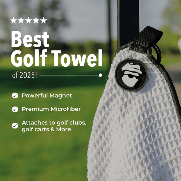 Magnetic Golf Towel with Ball Pocket - White