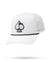 Perforated Rope Hat - White - Our new stylish hats are a perfect addition to your golf attire, designed with functionality and fashion in mind. With their sleek design and attention to detail, they are sure to turn heads on the course. Custom branded snapback hat Built in magnetic ball marker holder Rope hat with custom "Fairway Wave"Spade logo with embroidery on the front panel 