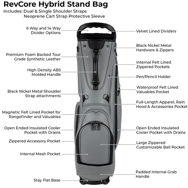 RevCore Lux Golf Hybrid Stand Bag | 6 Way &14 Way Dividers