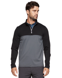 Flag and Anthem Madeflex Journey Stretch Colorblocked Black and Grey ¼ Zip