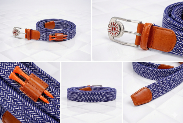 THE BRAIDED BYRD GOLF BELT - Blue/White: Gear Organizing Belt