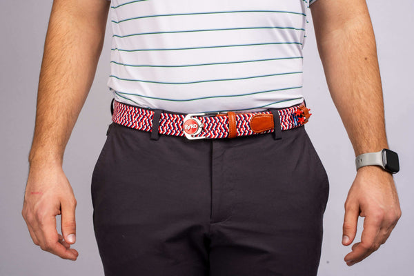 THE BRAIDED BYRD GOLF BELT - Red/White/Blue: Award Winning Belt