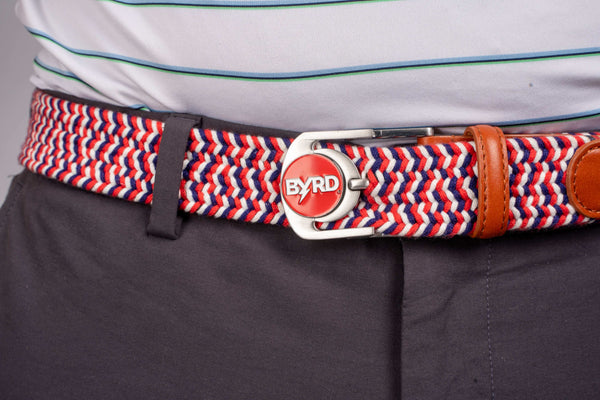 THE BRAIDED BYRD GOLF BELT - Red/White/Blue: Award Winning Belt