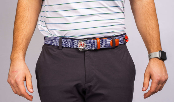 THE BRAIDED BYRD GOLF BELT - Blue/White: Gear Organizing Belt