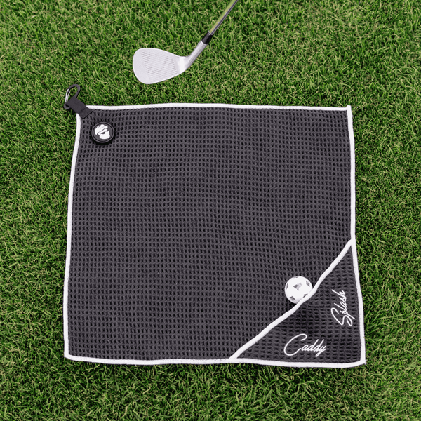 Magnetic Golf Towel with Ball Pocket - Black