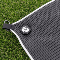 Magnetic Golf Towel with Ball Pocket - Black