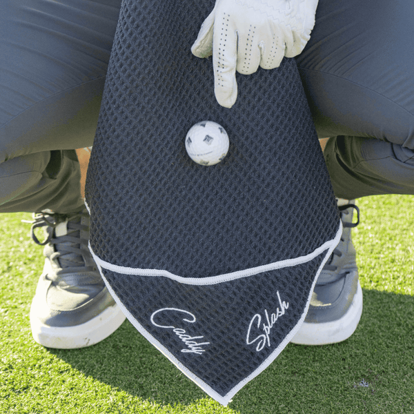 Magnetic Golf Towel with Ball Pocket - Black