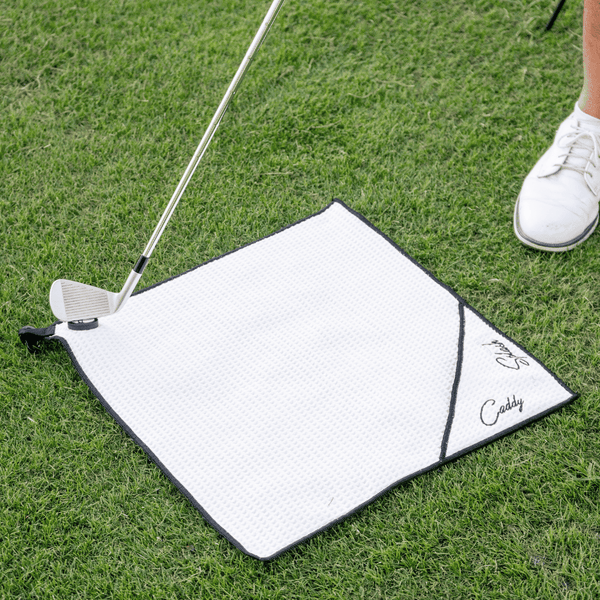 Magnetic Golf Towel with Ball Pocket - White