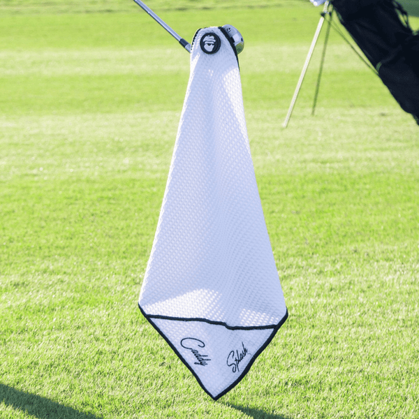 Magnetic Golf Towel with Ball Pocket - White