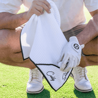 Magnetic Golf Towel with Ball Pocket - White