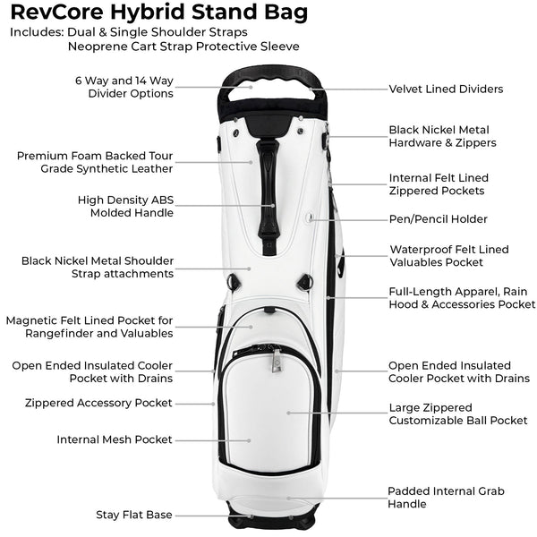 RevCore Lux Golf Hybrid Stand Bag | 6 Way &14 Way Dividers