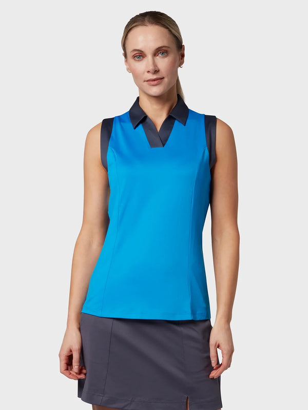 Womens Color Block V-Placket Golf Polo